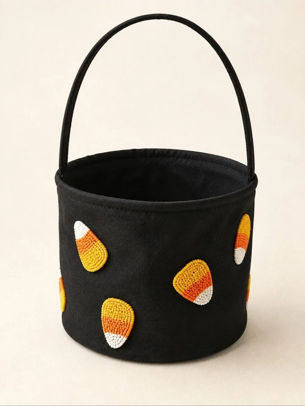 Mud Pie Candy Corn Beaded Halloween Trick or Treat Bucket NWT